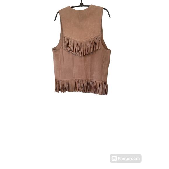 Baja California Leather Fringed Vest Womens Brown Western Tie Front Sz Small - Picture 2 of 3